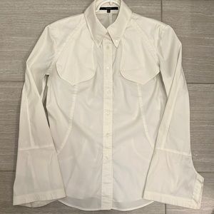 White Gucci Womens Button Blouse